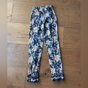 Ruffle Butts 6/7 Floral Navy and Yellow Legging Pants with Ruffle Cuff